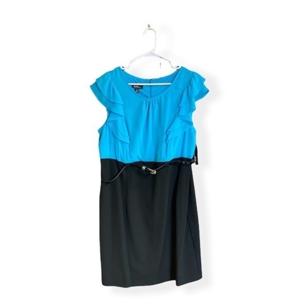 Business AlYX DressTwo Tone Sleeveless Belted Ruffle Dress | 16